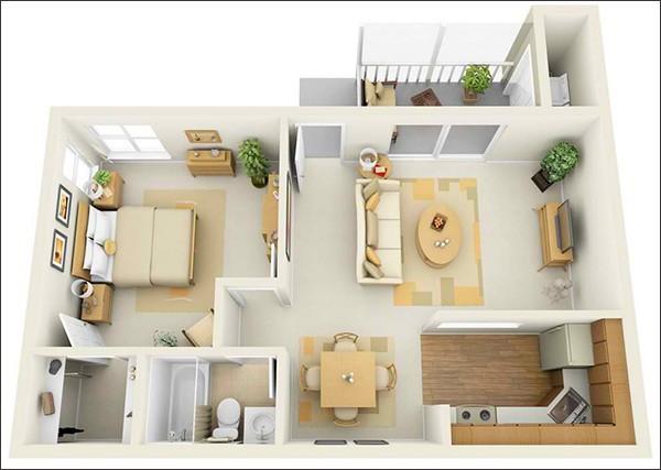 Kết quả hình ảnh cho Thiết kế chung cư 2 phòng ngủ dành riêng cho không gian nhỏ hẹp